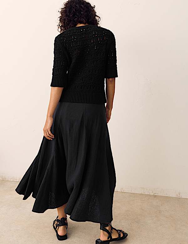 Pure Cotton Double Cloth Midaxi A-Line Skirt - MV