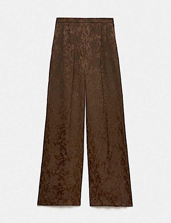 Jacquard Crinkle Wide Leg Trousers - BN