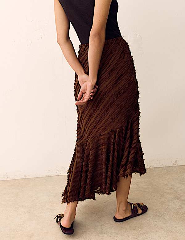 Tufted Asymmetric Midaxi Tiered Skirt - CY