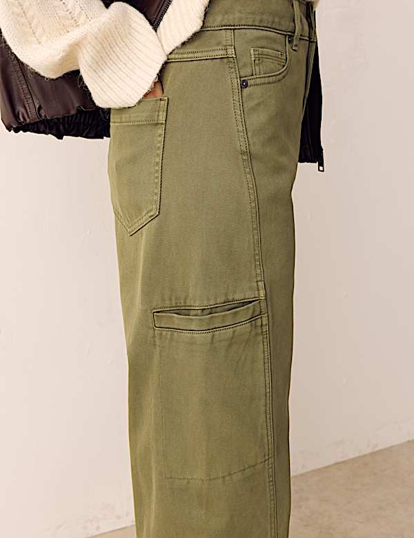 Pure Cotton Cargo Straight Leg Trousers - BN