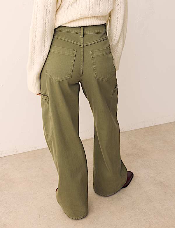 Pure Cotton Cargo Straight Leg Trousers - BN