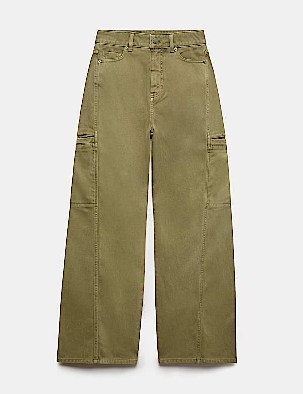 Pure Cotton Cargo Straight Leg Trousers - BN