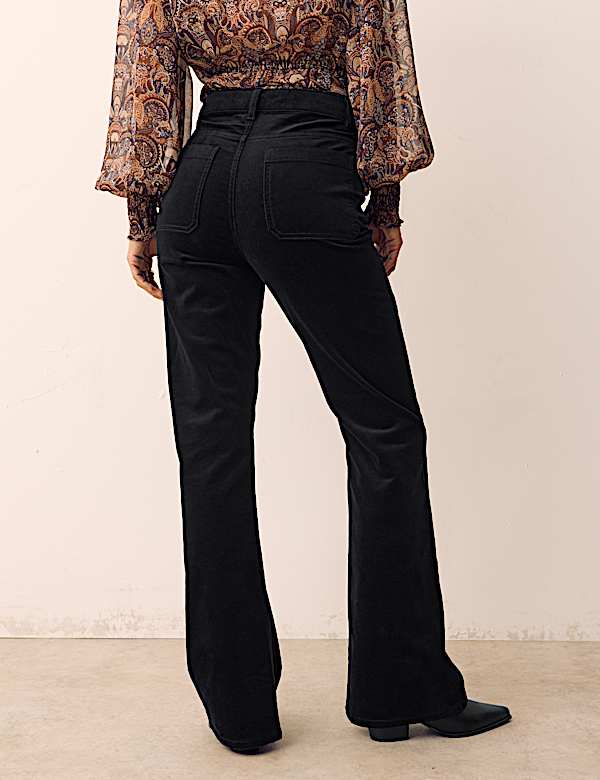 Cotton Rich Cord Pintuck Flared Jeans - CH