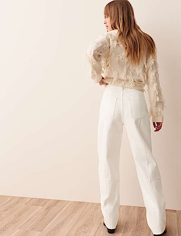 Lyocell Blend High Wasited Seamed Barrel Leg Jeans - AU