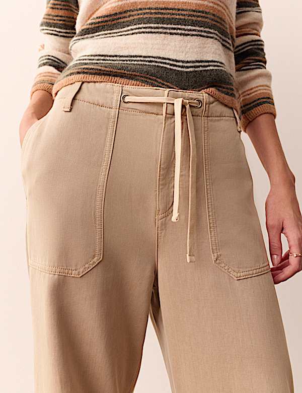 Lyocell Rich Drawstring Straight Leg Trousers - CA