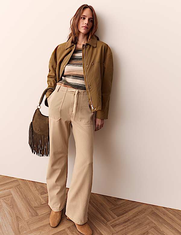Lyocell Rich Drawstring Straight Leg Trousers - CA