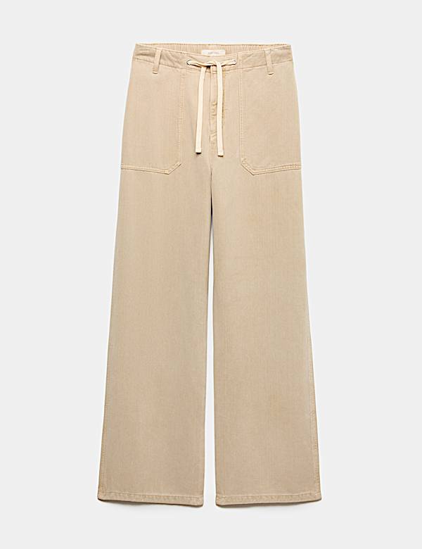Lyocell Rich Drawstring Straight Leg Trousers - CA