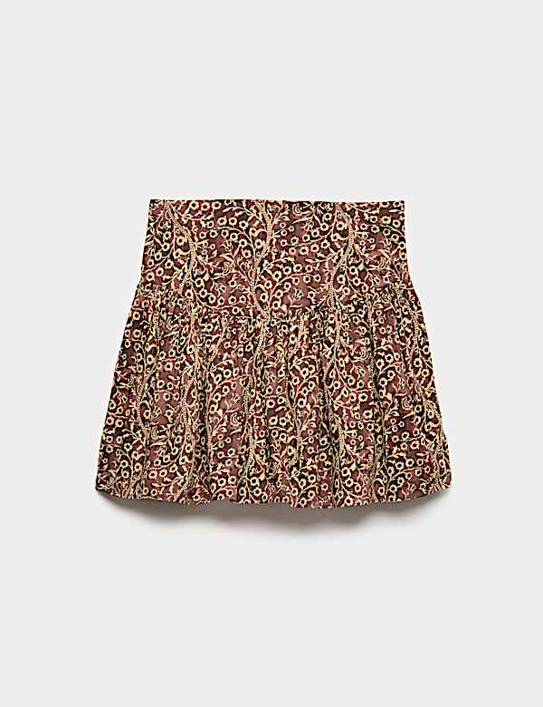 Pure Cotton Printed Floral Mini Skirt - JP