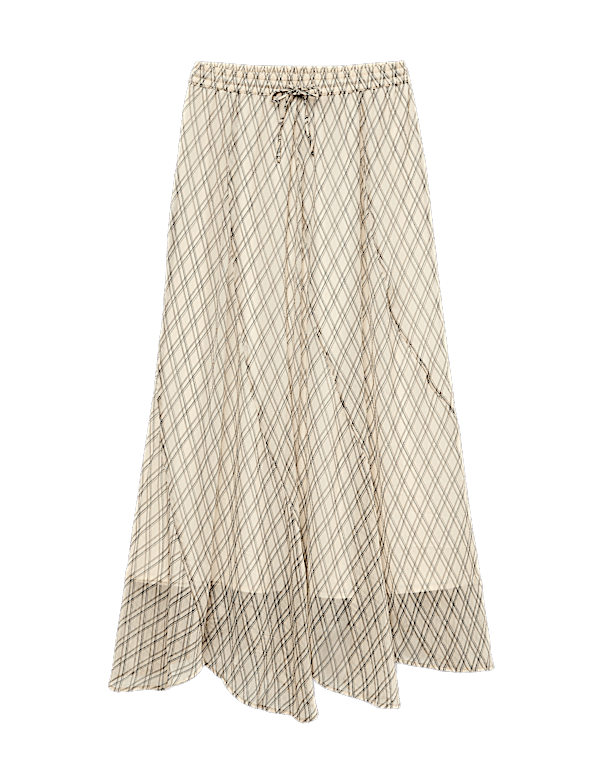 Checked Maxi A-Line skirt