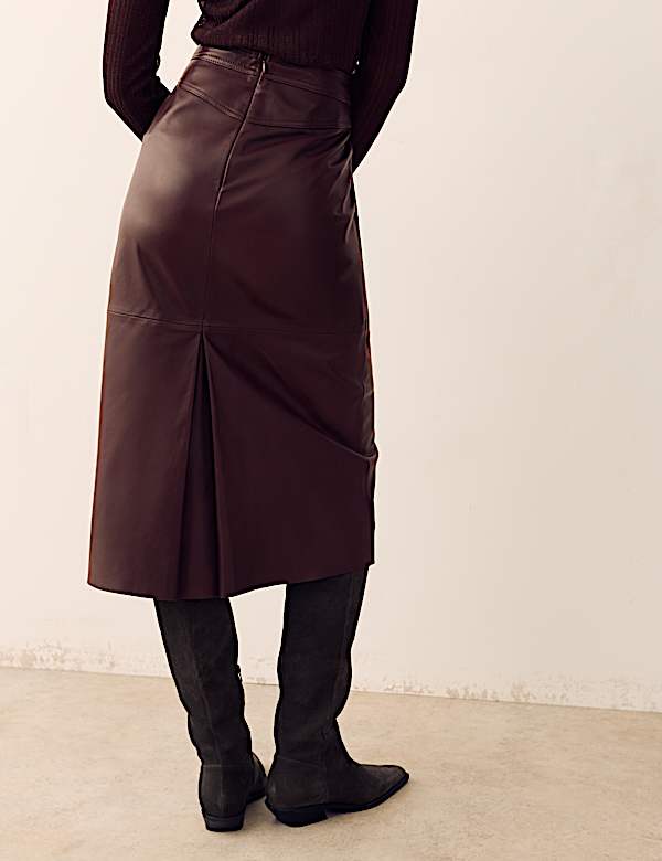 Leather Panelled Midi Column Skirt - UA