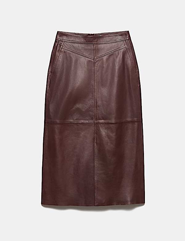 Leather Panelled Midi Column Skirt - UA