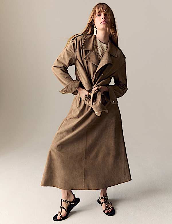 Suede Pleated Midi Skirt - IS