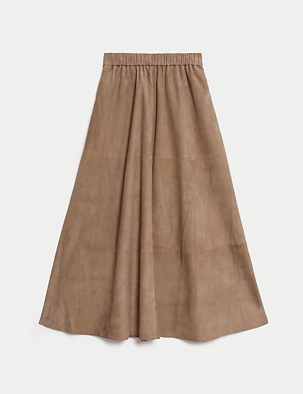 Suede Pleated Midi Skirt - IS