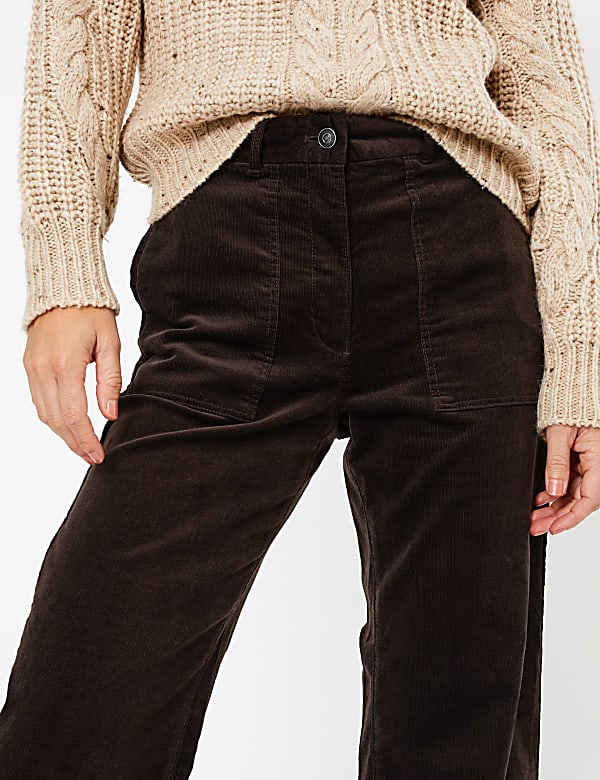 Corduroy Wide Leg Cropped Trousers