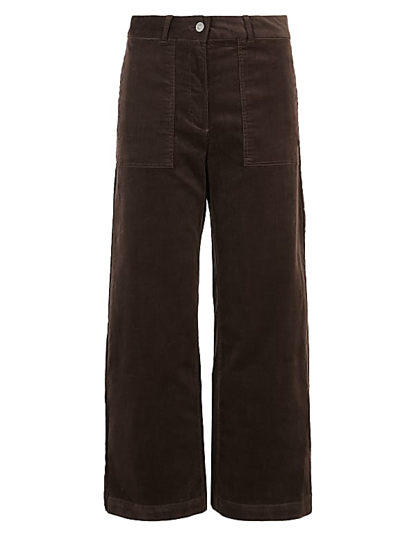 Corduroy Wide Leg Cropped Trousers