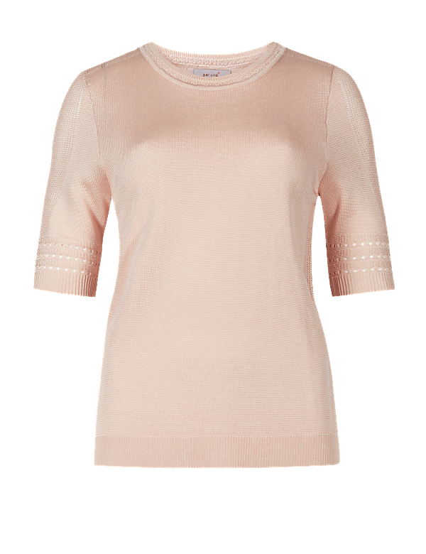 Stitch Detail Half Sleeve Jumper