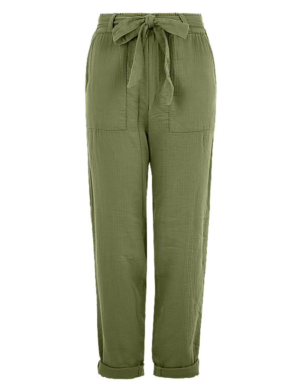 Pure Cotton Tapered Ankle Grazer Trousers