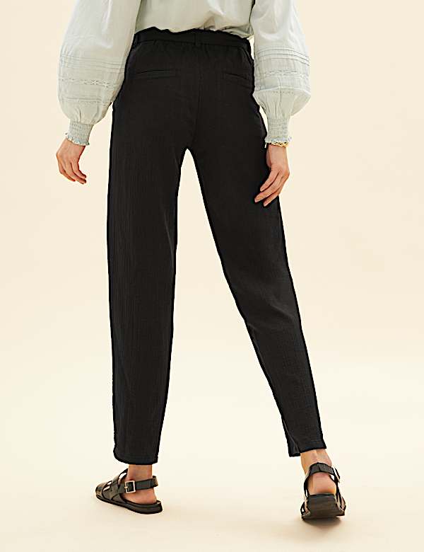 Pure Cotton Tapered Ankle Grazer Trousers