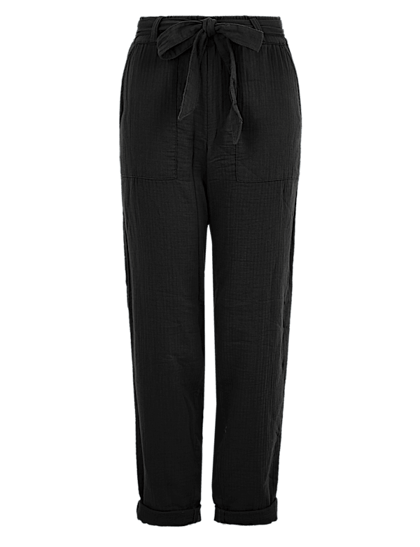 Pure Cotton Tapered Ankle Grazer Trousers