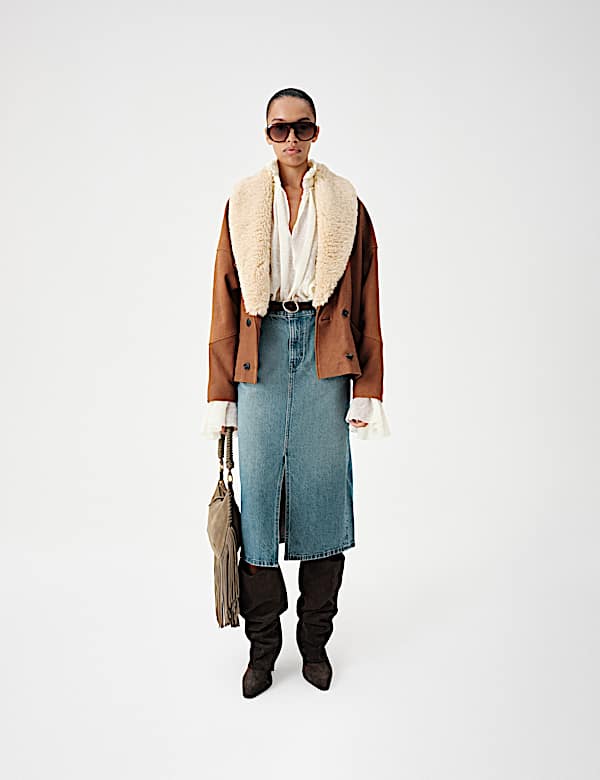 Leather Aged Relaxed Shawl Collar Jacket - RS