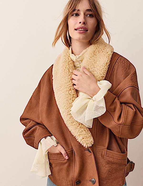 Leather Aged Relaxed Shawl Collar Jacket - RS