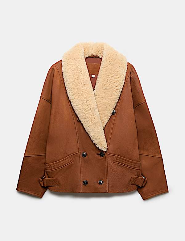 Leather Aged Relaxed Shawl Collar Jacket - RS