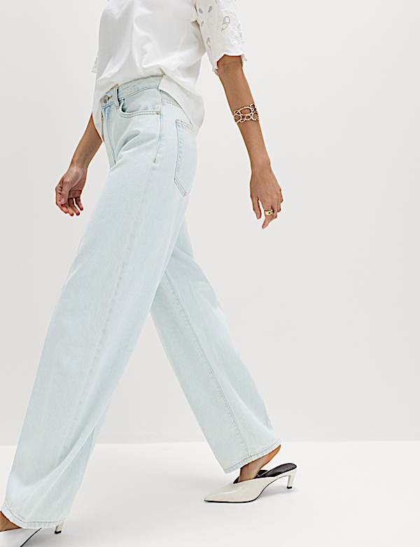 High Waisted Crease Front Barrel Jeans