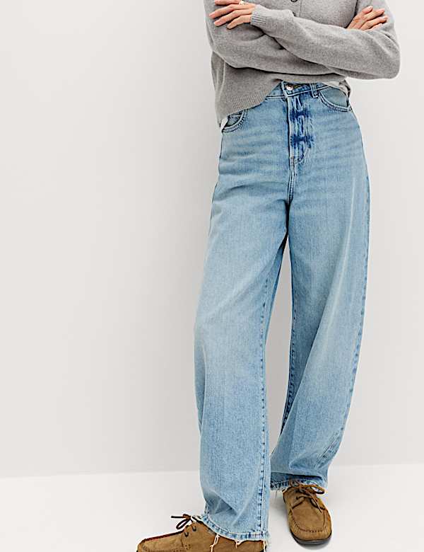High Waisted Crease Front Barrel Jeans - GR