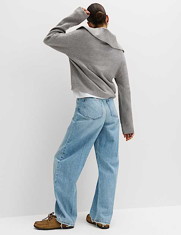 High Waisted Crease Front Barrel Jeans - GR