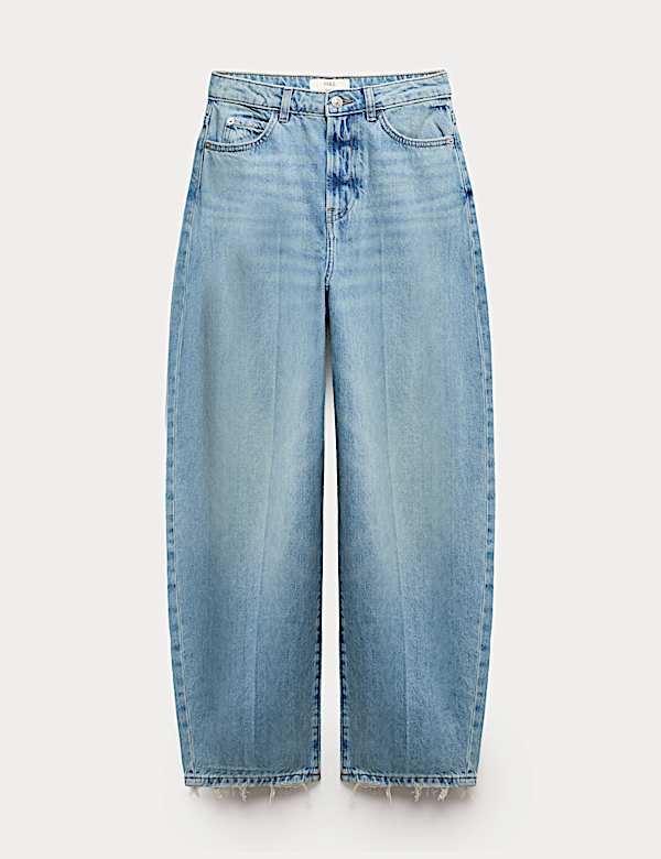 High Waisted Crease Front Barrel Jeans - GR
