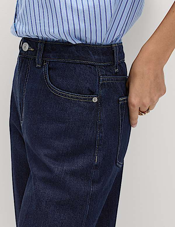 High Waisted Crease Front Barrel Jeans - NZ