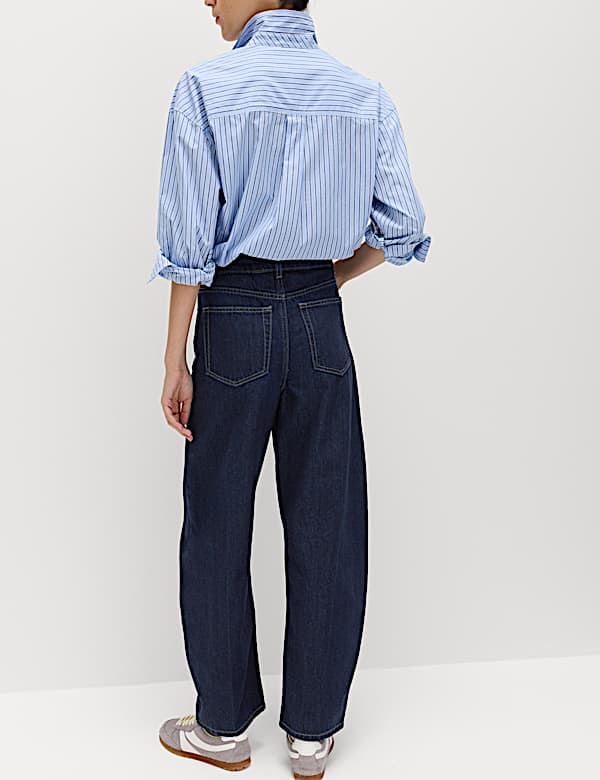 High Waisted Crease Front Barrel Jeans - NZ