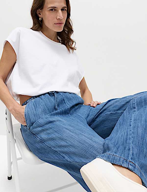 2 Pack Denim Pull On Wide Leg Jeans