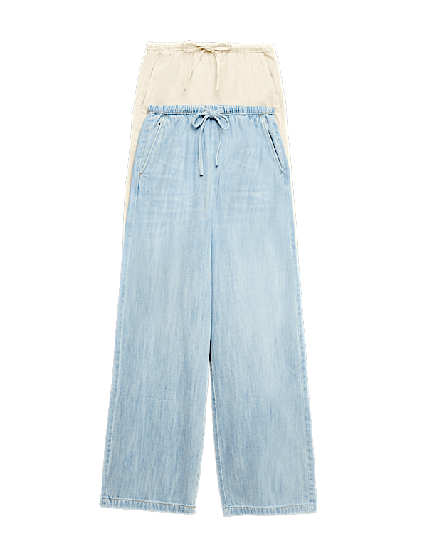 2 Pack Denim Pull On Wide Leg Jeans