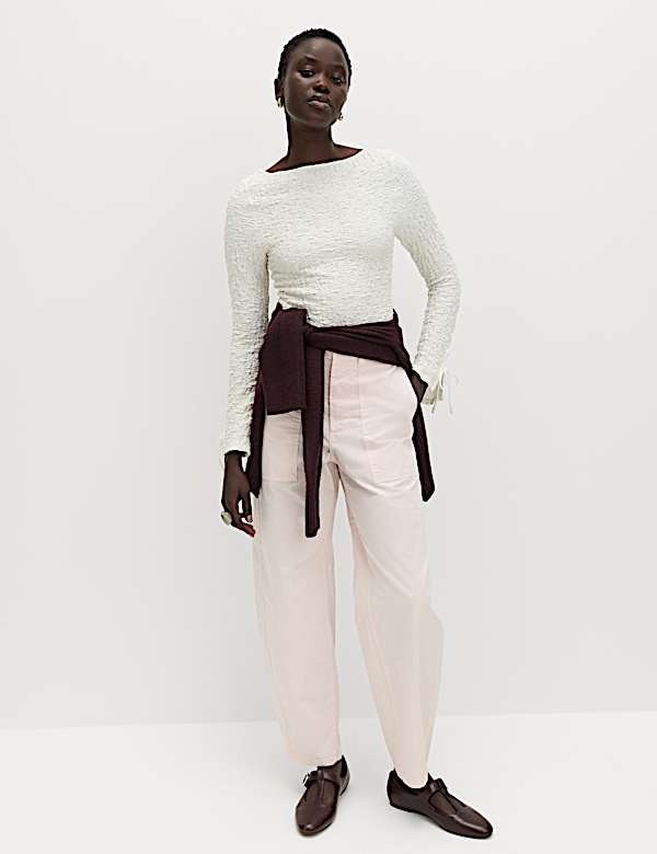 Pantalon coupe barrel en coton - LU