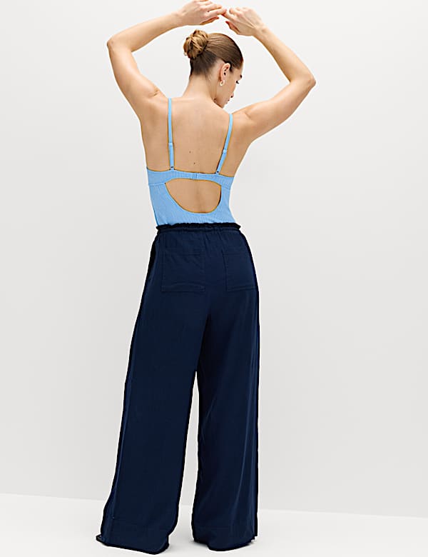 Lot de 2 pantalons coupe large avec lin - FR