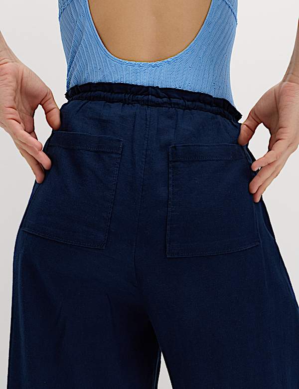 Lot de 2 pantalons coupe large avec lin - FR