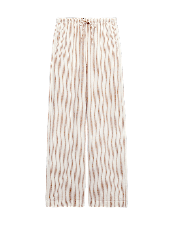 Linen Rich Drawstring Wide Leg Trousers