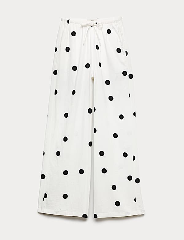 Linen Rich Drawstring Wide Leg Trousers - US