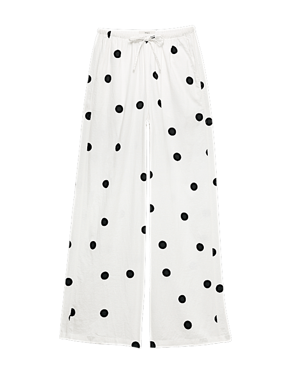 Linen Rich Drawstring Wide Leg Trousers