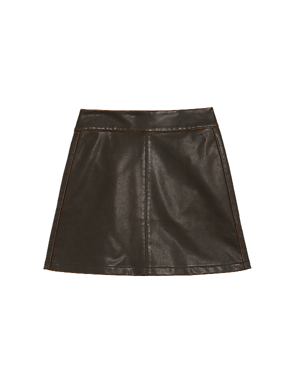 Leather Look Mini A-Line Skirt