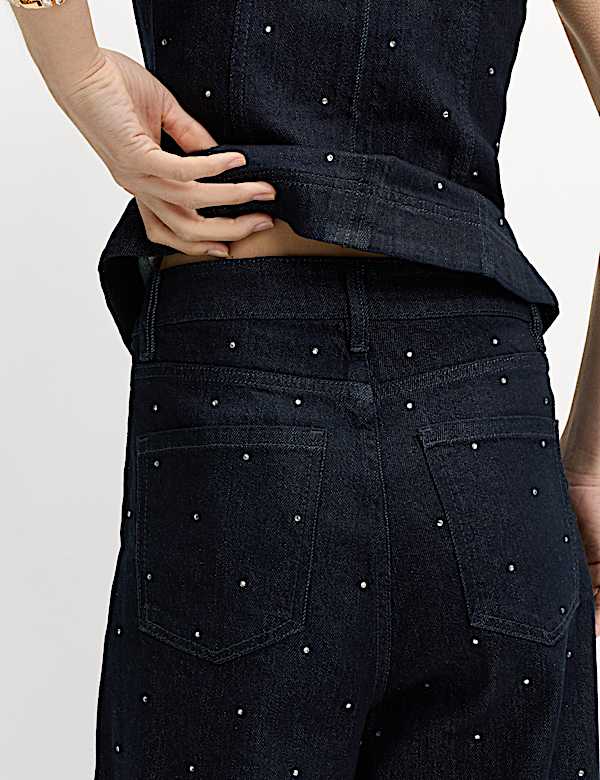 Cotton Rich Denim Embellished Carrot Leg Jeans