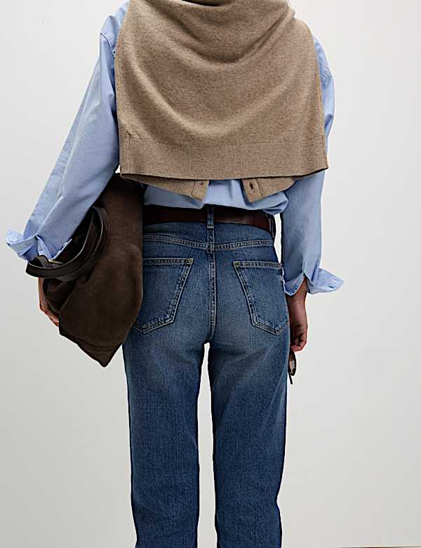 High Waisted Stovepipe Straight Leg Jeans - TW