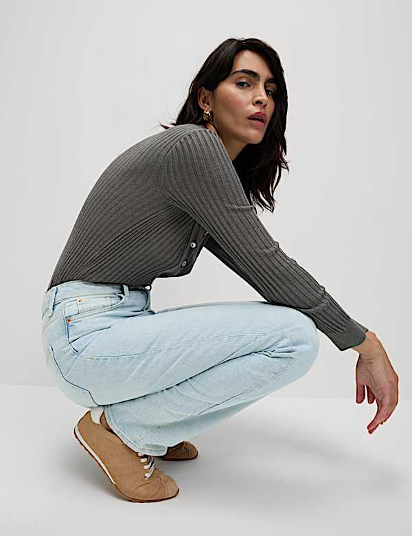 High Waisted Stovepipe Straight Leg Jeans - NO
