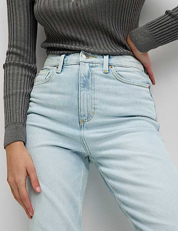 High Waisted Stovepipe Straight Leg Jeans - US