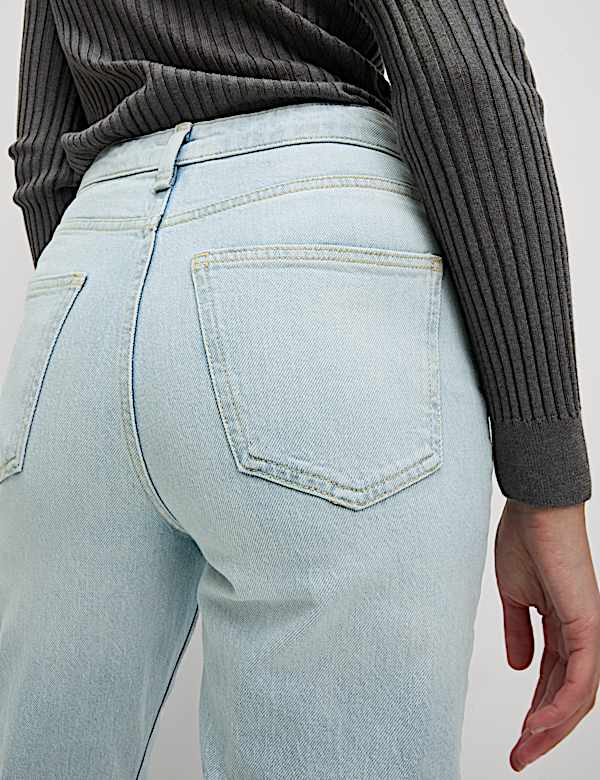 High Waisted Stovepipe Straight Leg Jeans - US