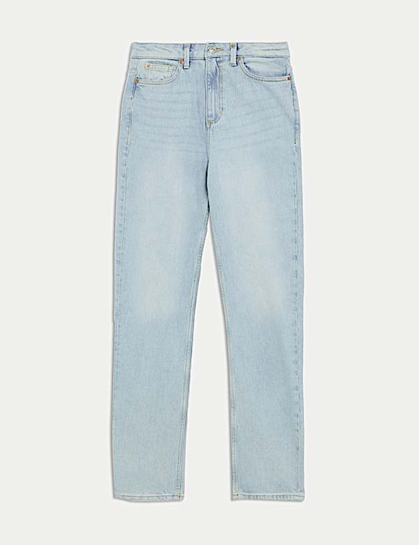 High Waisted Stovepipe Straight Leg Jeans - US