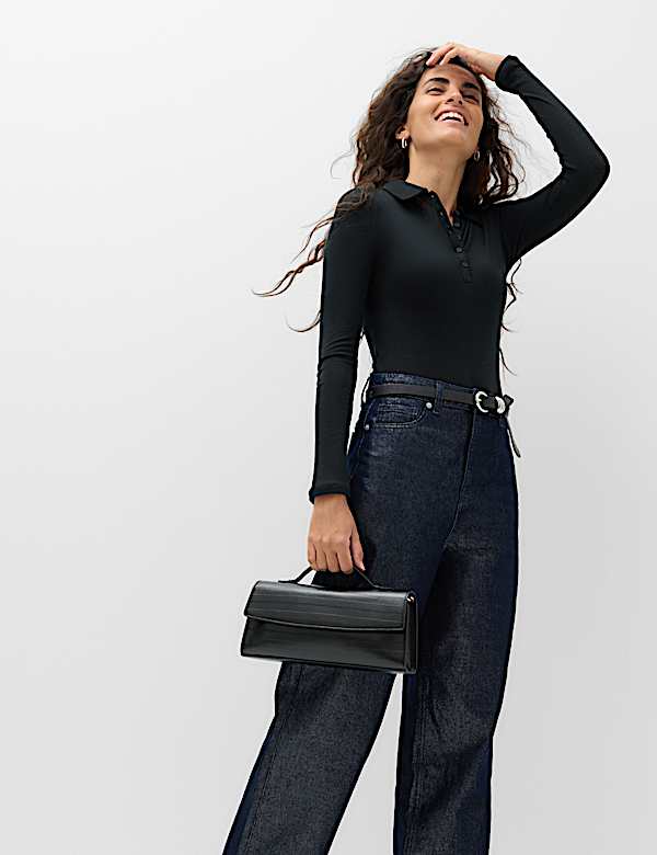 High Waisted Shimmer Carrot Jeans - JP