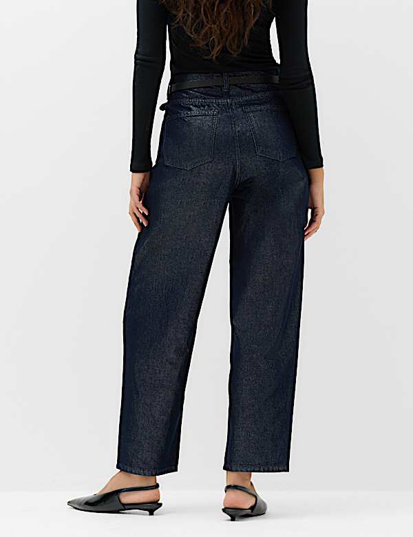 High Waisted Shimmer Carrot Jeans - JP