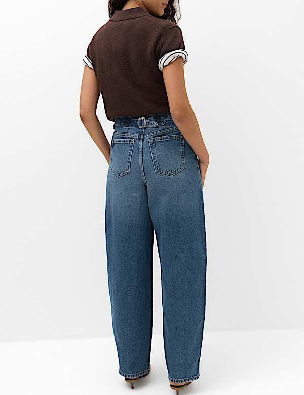 Relaxed Mid Rise Cinch Barrel Jeans - NZ